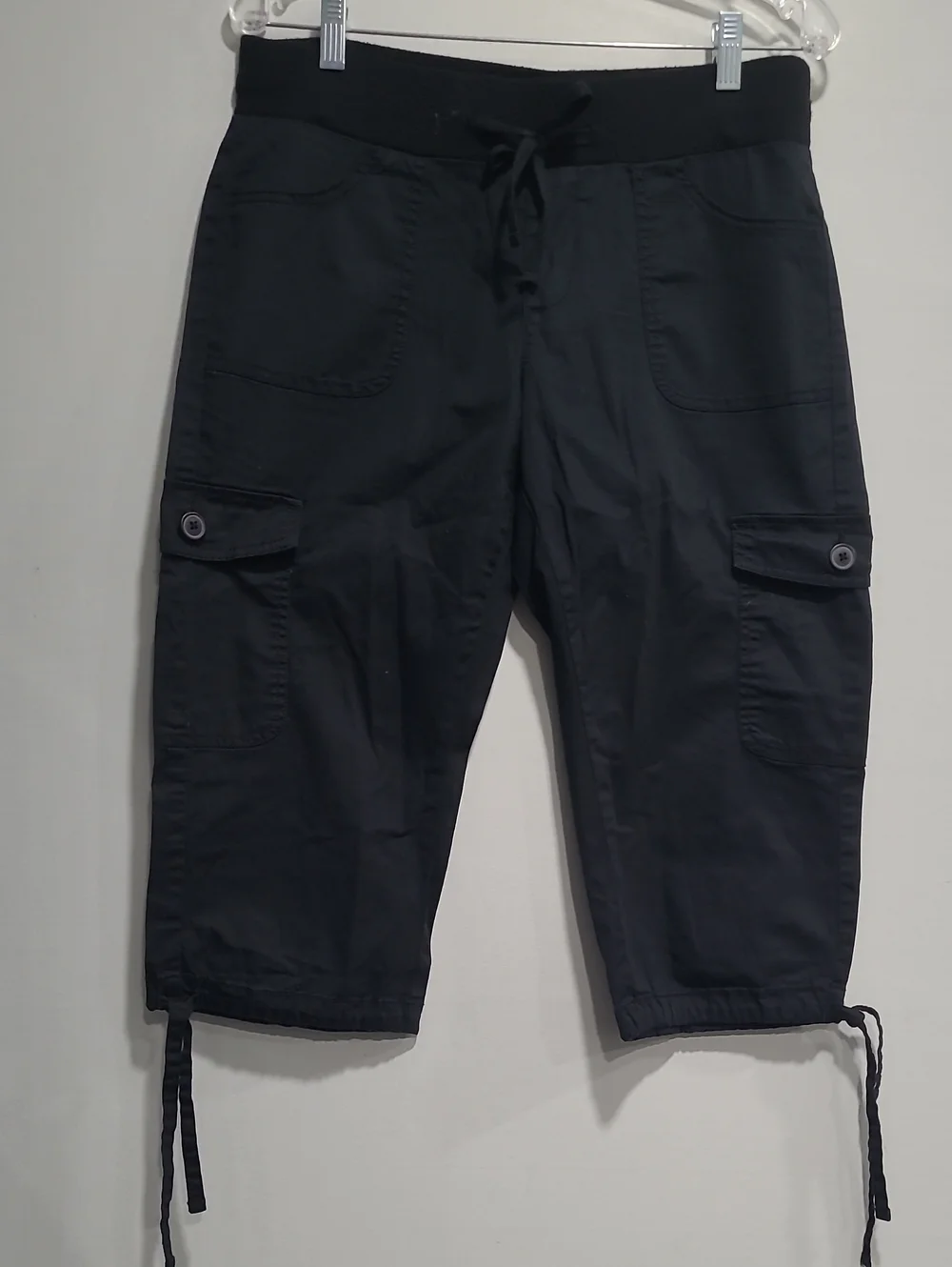 Womens Black Cargo Jogger Pants - Comfortable Casual Wear Sz M